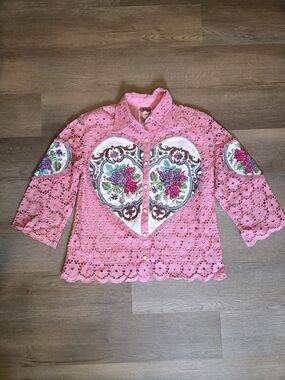 Remake Fron Vintage Pink Lace Shirt